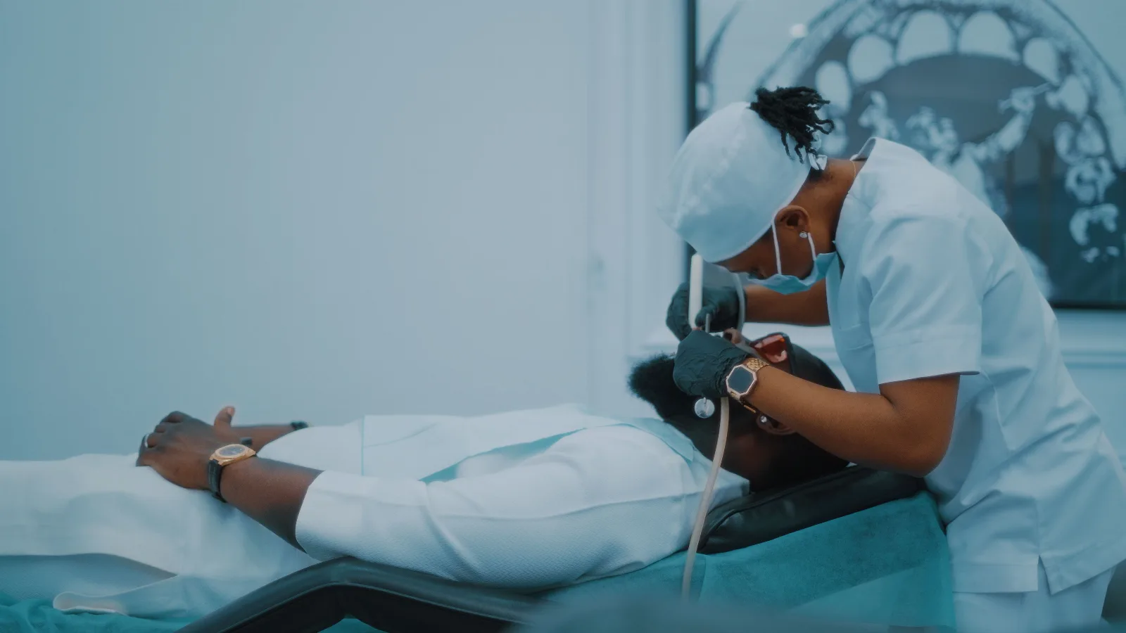Dental clinical operatory hygiene exam and restorative periodontal procedure